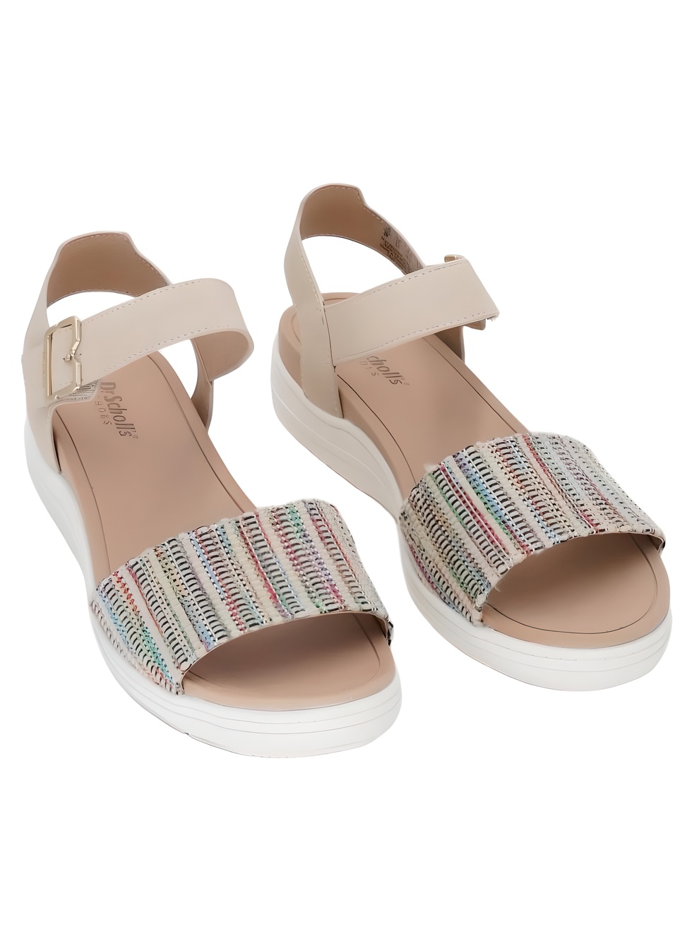 Dr. Scholl's Womens Time Off Sky Sport Cream Multi Woven Platform Wedge Size 8M